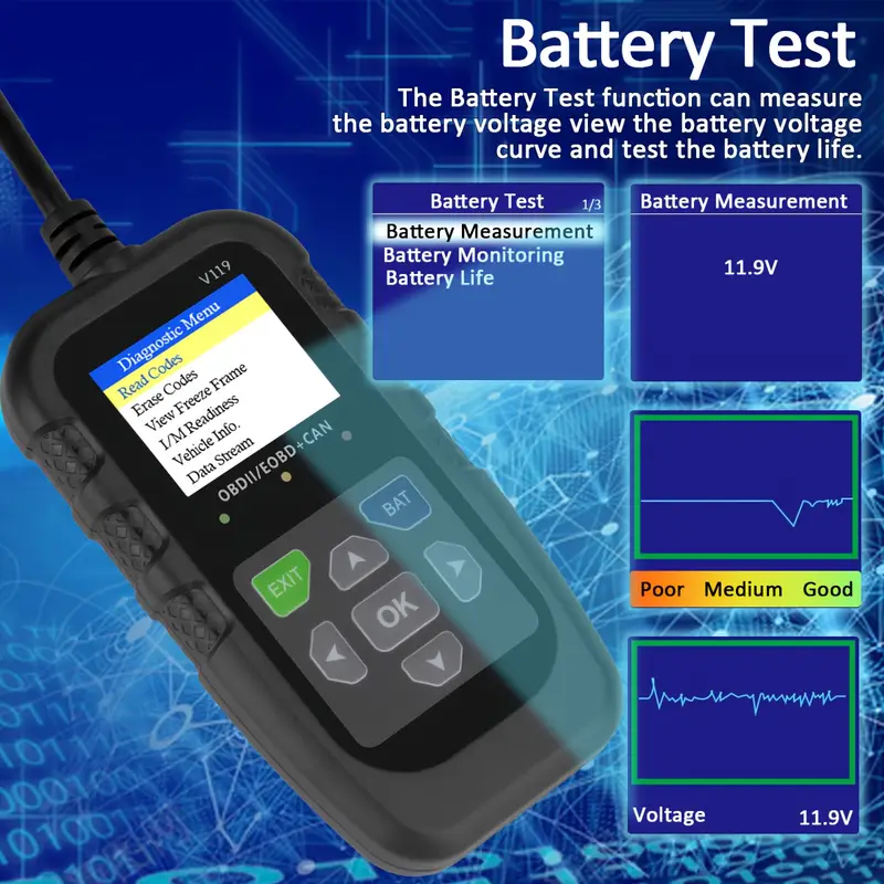 V119 OBD2 Scanner Code Reader  - Logic Analyzer Usb 评论和价格